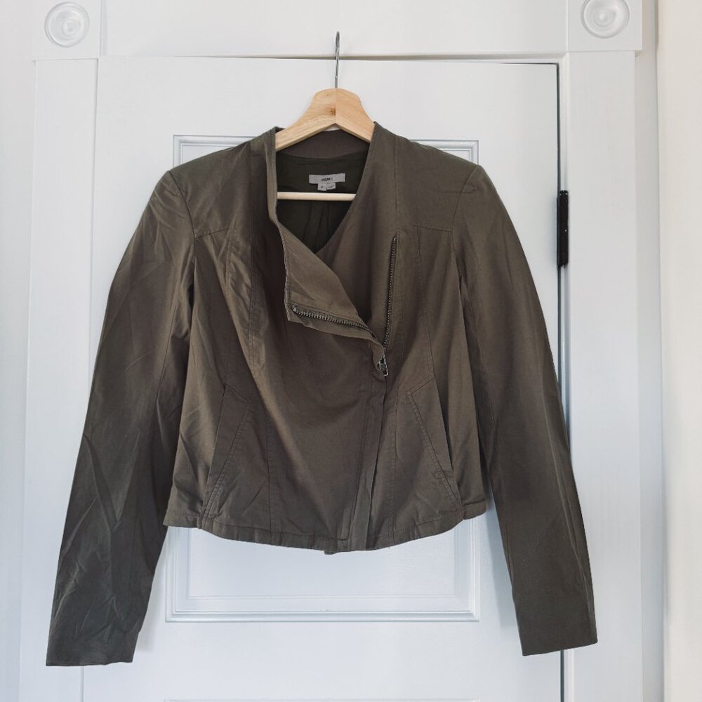 Helmut Zipper Moto Jacket in Army Green